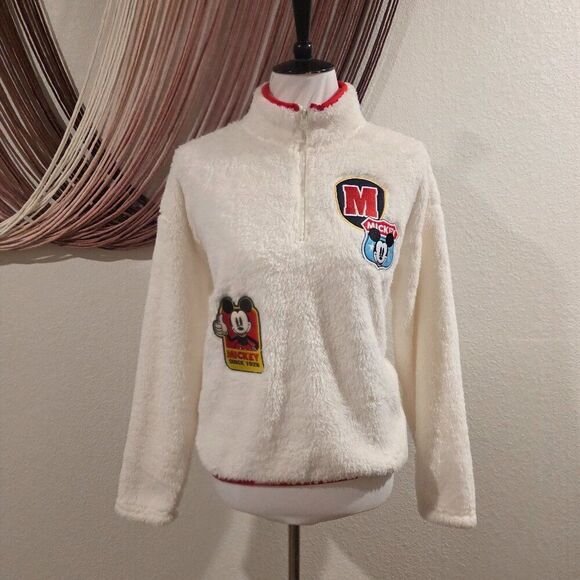 Mickey Mouse Patched Fleece Pullover Sz XS - Picture 1 of 7